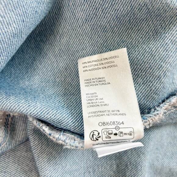 Pilcro Madi Front Slit Denim Maxi Skirt Blue High Waist Raw Hem Women’s 10 - Picture 6 of 6